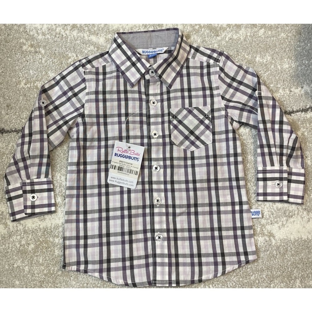 Rugged Butts‎ NWT Plaid Button-Up Shirt Cotton Long Sleeve 18-24 Months